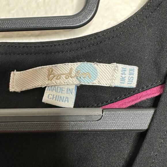 Boden Womens Bryony Broderie Trim 3/4 Sleeve Fit & Flare A-Line Dress Black Sz10 - Picture 8 of 11